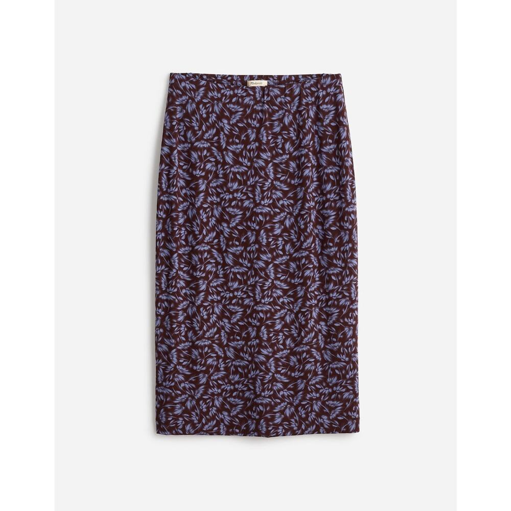 Madewell Drapey Pull-On Midi Skirt in Floral Dark Carob XS Stretch Knit‎ NS601
